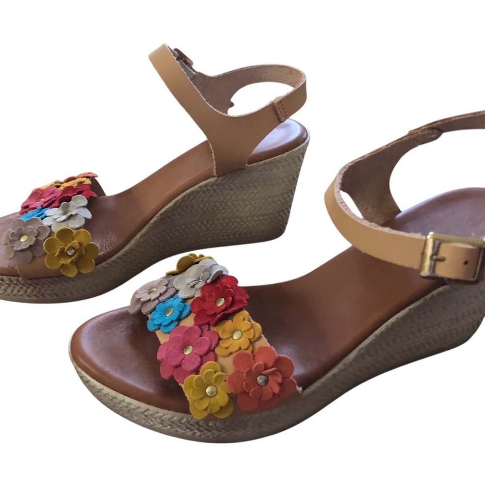 Floral Multi-Color Wedge Sandals - Women